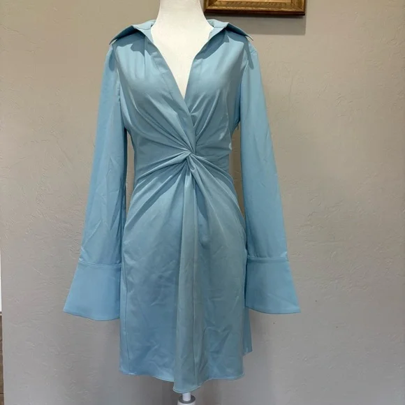 Cinq à Sept McKenna Twist Front Collared Mini DressSize 4 Blue